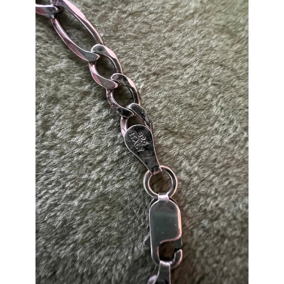 10” Sterling Silver 925 Italy Figaro Anklet – 3mm Chain – Unisex Vintage - Picture 6 of 12